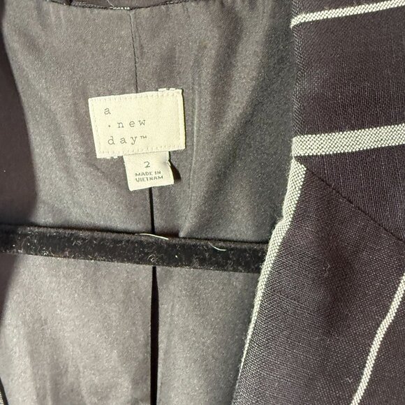 A NEW DAY Linen Blend Striped Blazer Jacket Sz 2 Smart Casual Preppy Quiet Luxur - Picture 10 of 11